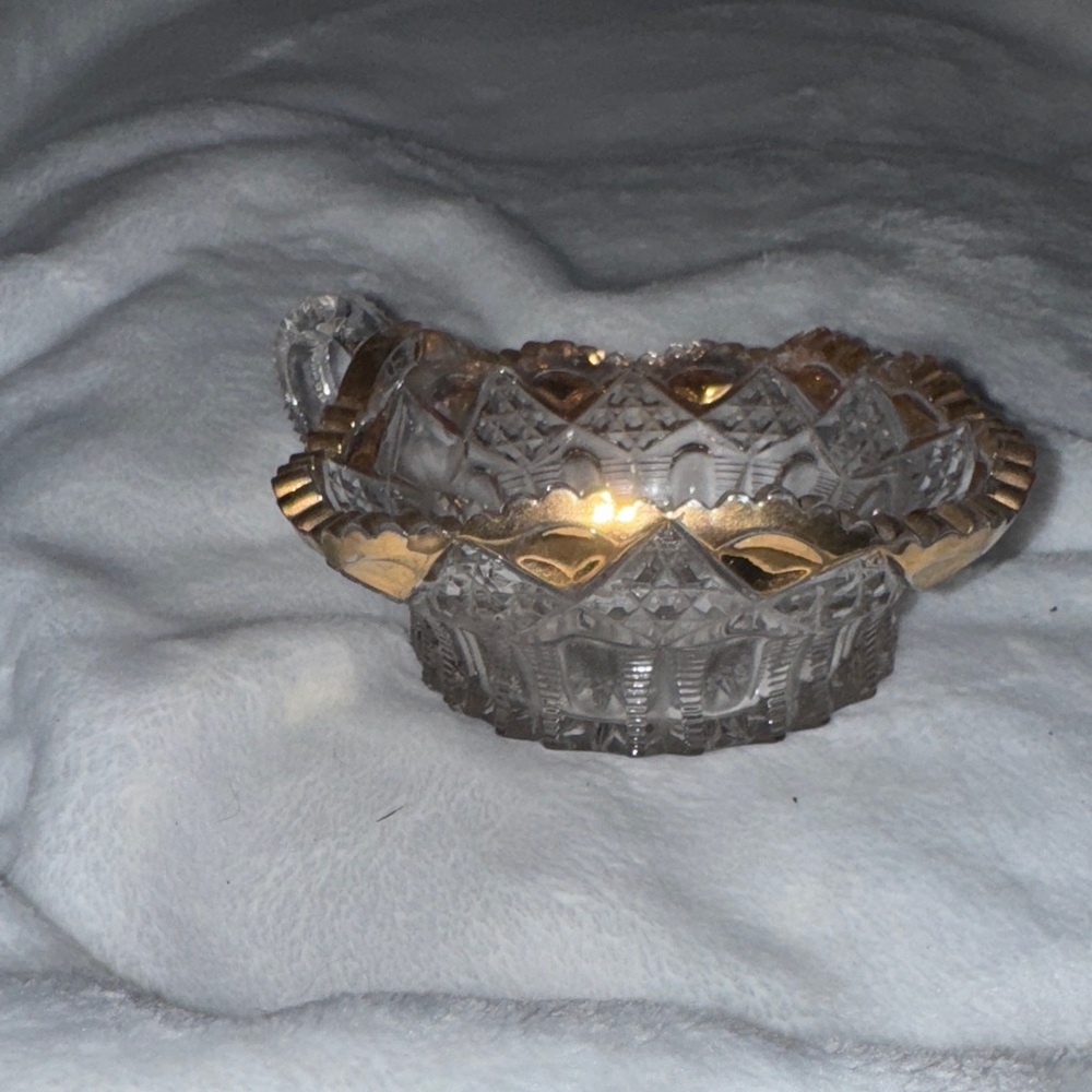 "Sparkling Antique EAPG Glass Creamer with Gilded Accents/Timeless Treasure!"